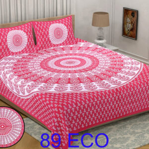 Cotton Queen Size Double Bedsheet 90x100 with 2 Pillow Covers – Soft Multicolor Design