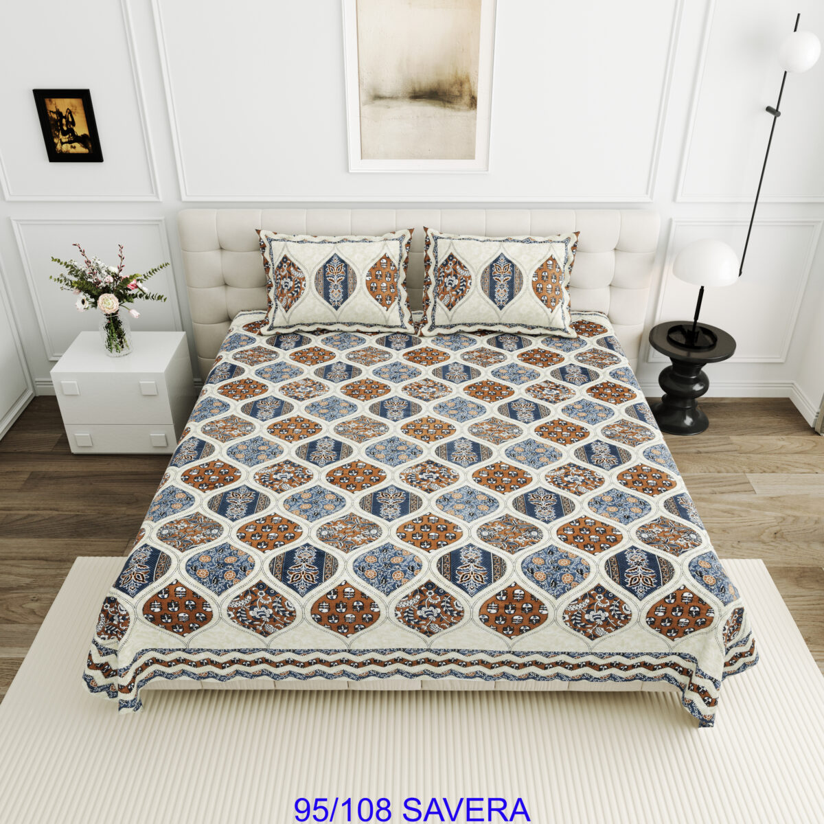 Multicolor Large King Size 95x108 Cotton Bedsheet with 2 Pillow Covers ? Soft & Breathable Design